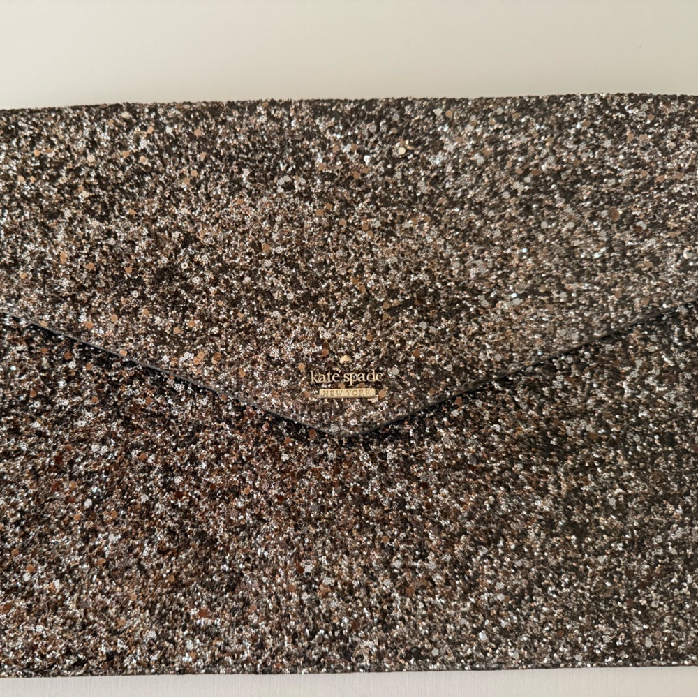 Kate Spade Black and Gold Glitter Clutch Envelope